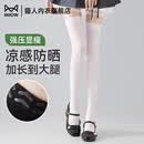猫人白色过膝袜女薄款强压力显瘦jk袜子凉感防晒黑色大腿长筒丝袜春夏 【过膝袜】白色1双 均码