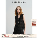 茶·愫【双生蝴蝶梦】puretea茶愫真丝背心马甲女打揽木耳边2025夏新款 石墨黑 L