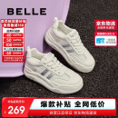 百丽透气网面小白鞋女款厚底板鞋B1831BM4 米白/银 37