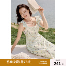独束大码女装法式小飞袖温柔碎花连衣裙夏季新款收腰显瘦吊带裙 花色 XL （尺码：3）