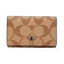 蔻驰（COACH）圣诞礼物 key case 11 经典标志便携5环钥匙扣 人造革 钥匙包 男 棕色