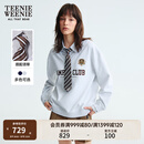 Teenie Weenie小熊女装卫衣2025秋季新款学院风可拆卸领带拼接衬衫 浅灰色 S