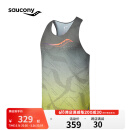 Saucony索康尼男子专业运动跑步背心舒适透气上衣绿底渐变色XL