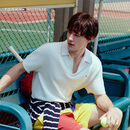 TOMMY HILFIGER【纯色肌理感】25夏季男纯棉通勤POLO衬衫领短袖针织衫04331 米白色YBI L （推荐：150-165斤）