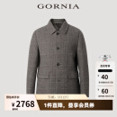 格罗尼雅（GORNIA）男士绵羊毛毛呢大衣灰色格纹商务通勤时尚舒适休闲中年翻领外套男 灰色格纹 L