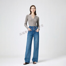 GUYN高端设计感四面弹直筒裤女2025春夏季新款宽松显瘦拖地牛仔裤 蓝色 25