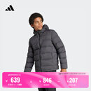 adidas 600蓬休闲保暖连帽鸭绒羽绒服男阿迪达斯官方轻运动IK3174 黑色 2XL