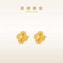 老铺黄金古法手工足金耳饰 · 十字金刚杵（2号）钻饰耳钉 一对重约4.8g（含胶垫）