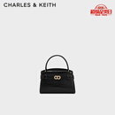 CHARLES&KEITH鳄鱼纹凯莉包手提斜挎婚包包女包生日礼物七夕礼物CK2-50270880-1 Black黑色 S