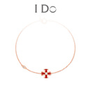 I Do四叶草系列18K金钻石红珐琅手链时尚轻奢经典镶嵌节日情人节礼物 48小时内发货