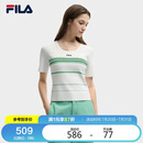 FILA 斐乐官方杨幂同款女士编织衫2025夏季时尚休闲修身条纹毛织上衣