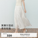 伊芙丽（eifini）【经典延续】伊芙丽优雅气质百搭休闲显瘦高腰雪纺蛋糕长款半裙女 米白 莱赛尔肌理 常规版 M 105-120斤