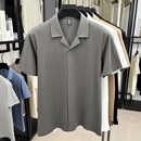BG GLAMURB轻奢品牌男士西装领polo衫短袖夏休闲男士纯色冰丝棉短袖t恤宽松 灰色 L 175适合135-150斤