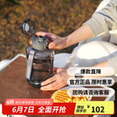 乐扣乐扣（LOCK&LOCK）小水库大容量塑料运动水杯户外冷水壶刻度把手男女杯子1.6L灰色