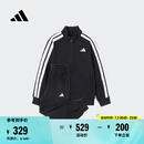 adidas男女大童休闲舒适长袖套装儿童新款阿迪达斯官方轻运动   黑色/白色   164