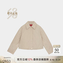 鄂尔多斯1980曦光系列 春季羊绒絮片衬衫领女夹克棉服 中驼色 L 165/88A