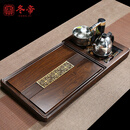 冬帝黑檀木茶盘实木茶台套装家用烧水壶全自动一体整块原木排水茶托 100*50*4.5CM【K9】