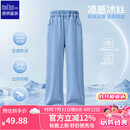 唐狮童装女童牛仔裤天丝直筒裤子夏季儿童凉感冰丝裤子薄款防晒 浅蓝 150