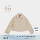 鄂尔多斯1980曦光系列 春季羊绒絮片衬衫领女夹克棉服 中驼色 L 165/88A