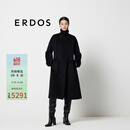 ERDOS 宽松围裹保暖修身显瘦水波纹外套女毛呢大衣 黑 S 160/80A