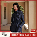 EP雅莹高端系列 小立领缎面松紧腰风衣外套 春装商场同款7304A 藏青 S