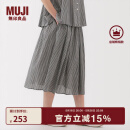 无印良品（MUJI）女式 强捻 抽褶裙 长半身裙女裙子女装格子裙25年夏季BE1VEC5S 黑色格纹 M （160/66A）