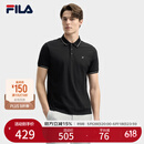 FILA 斐乐官方男装针织短袖POLO衫2025夏季新款时尚通勤休闲凉感上衣 正黑色-BK XL 180/100A/XL