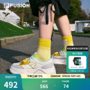 FILAFUSION 斐乐潮牌女鞋【章昊同款】帆布鞋2025新款女运动鞋滑板鞋 奶白/精灵绿-GG 38