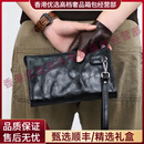 Reessyeag轻奢品牌男士手拿包男复古褶皱手包头层牛皮拉链皮夹长款钱包 注意，下单前选择好需要的颜色