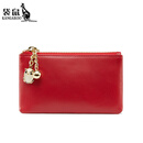 袋鼠羊皮钥匙包零钱包一体女士真皮韩国可爱多功能汽车锁匙收纳钥匙套 红色