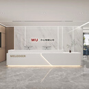 现代简约公司前台烤漆酒店会所售楼部接待台弧形美容院吧台收银台 白色 300*60*100cm