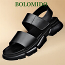 Bolomido奢侈高端品牌高档凉鞋男夏季新款沙滩鞋透气休闲真皮外穿罗马鞋 H22030黑色 42 标准皮鞋尺码