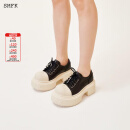 SMFK低帮荒野马靴 厚底增高德比鞋休闲舒适百搭鞋子S0008B1/B2/BB1/W 白黑S0008WB1 36