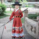 GUYN飞鱼服男童汉服明制春夏中国风男孩儿童古装锦衣卫侠客唐装演出服 A款酒红色送伸缩剑+腰带+靴子鞋 100