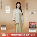 朗姿【兰亭叙】真丝提花盘扣2025年夏季新款气质新中式白色短外套 米白色 S