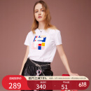 FILA 斐乐女装官方女士短袖T恤夏季休闲运动内搭t恤运动上衣 标准白-F11W118151F M （165/84A/M）