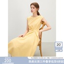 范思蓝恩设计感收腰显瘦连衣裙女夏季2025新款无袖中长款裙子2300 布丁黄 M