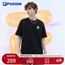 FILA FUSION斐乐潮牌情侣款短袖衫时尚宽松短袖T恤男女 正黑色-BK 170/92A/M
