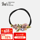 She's茜子 梵高鸢尾手工滴油渐变花朵双股皮筋头绳 生日礼物 送女友