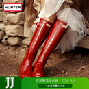 HUNTER雨靴户外露营女鞋惠灵顿经典英伦防水防滑骑士靴女长筒女靴高筒靴 亮面军红色/MLR 38