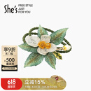 She's茜子梵高玫瑰叠花刺绣发绳橡皮筋头绳发圈生日礼物送女友