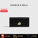 CHARLIE & KELLI官网 CK轻奢包包女包2025新款零钱包长款简约多卡位手拿包 黑色【京仓速达 礼盒包装】