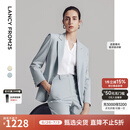 朗姿2025年夏季新款平驳领轻商务西装外套职业时尚通勤高端西服女 水蓝色 M