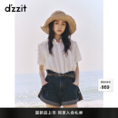 DZZIT地素牛仔短裤2025夏季新款丹宁宽松廓形纯棉卷边裤子女3J2R1111T 深蓝色 S