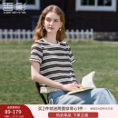 香影流苏条纹黑色t恤女短袖2025夏装新款宽松休闲风正肩圆领上衣 黑色 T恤款 M 160/84A/95-110斤