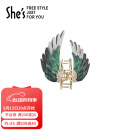 She's发饰 情人鸟刺绣羽翼抓夹 后脑勺盘发鲨鱼夹 520礼物 送女友