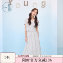 紫涵（ZIHAN）紫涵蓝色竖条纹短袖衬衫高腰a字半身裙两件套装女2025年夏季新款 蓝条 M