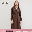 爱特爱（EITIE）高级感翻领复古风衣式收腰长款真皮皮衣外套冬季新款7293904 浅咖89 L 165