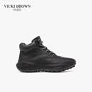 未毕（VICKI BROWN）【VB男鞋】法国品牌秋冬舒适男靴子时尚老爹鞋高帮加绒皮鞋户外 黑色 39