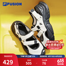 斐乐（FILA）FUSION斐乐玛丽珍凉鞋女鞋新款凉拖魔术贴海螺沙滩鞋 微白/黑-WB 37.5